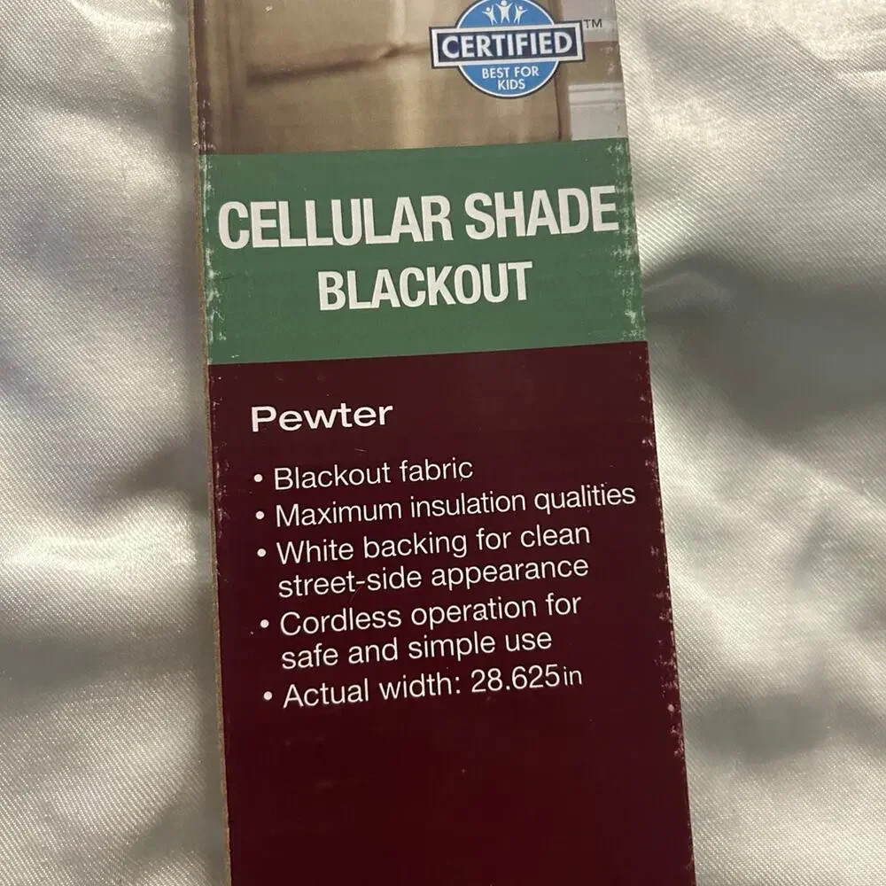 29” by 48” grey cordless cellular shade blackout blinds